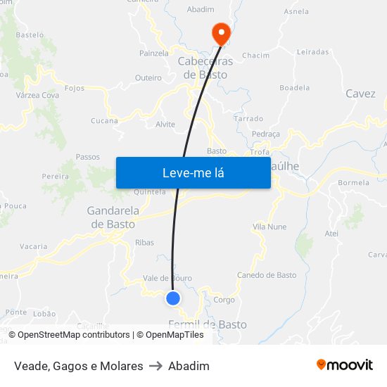 Veade, Gagos e Molares to Abadim map