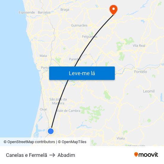 Canelas e Fermelã to Abadim map