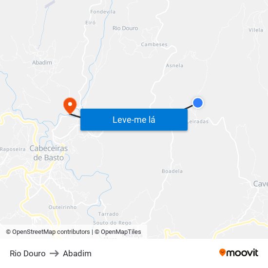 Rio Douro to Abadim map