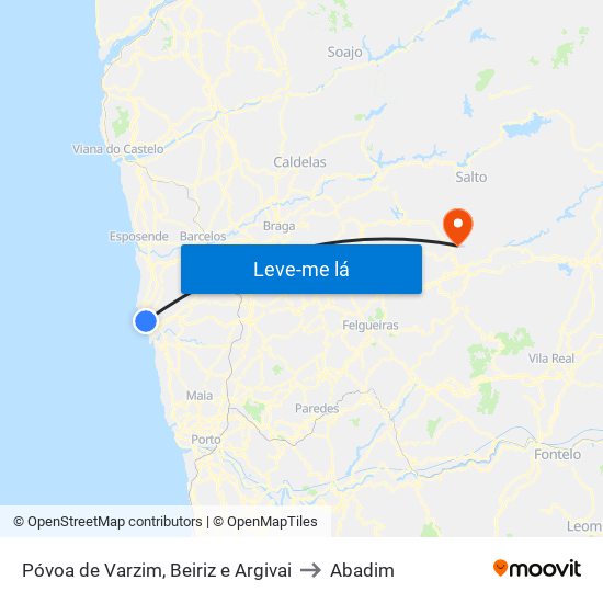 Póvoa de Varzim, Beiriz e Argivai to Abadim map