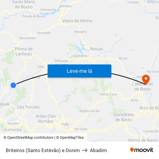 Briteiros (Santo Estêvão) e Donim to Abadim map