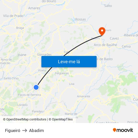 Figueiró to Abadim map