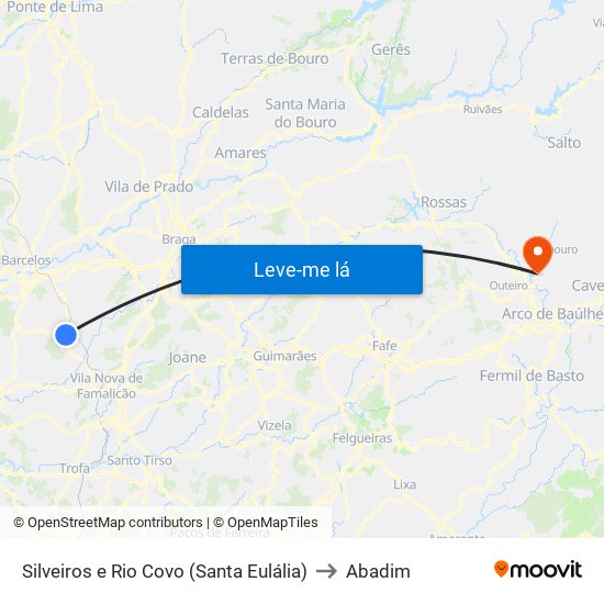Silveiros e Rio Covo (Santa Eulália) to Abadim map