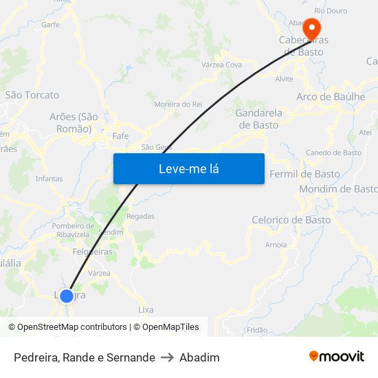 Pedreira, Rande e Sernande to Abadim map