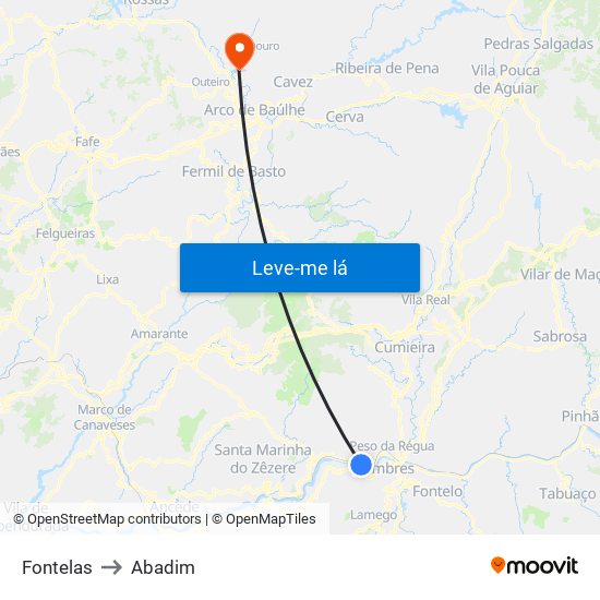 Fontelas to Abadim map