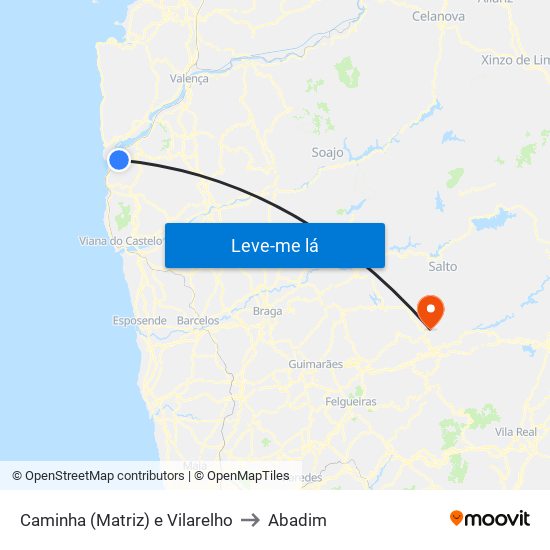 Caminha (Matriz) e Vilarelho to Abadim map