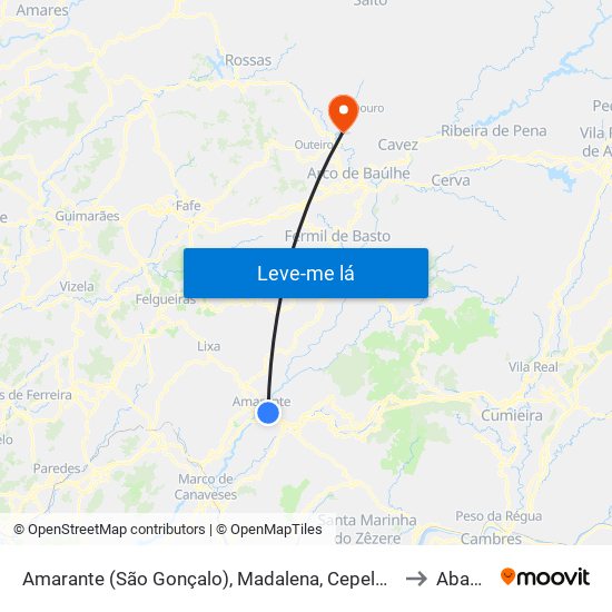 Amarante (São Gonçalo), Madalena, Cepelos e Gatão to Abadim map