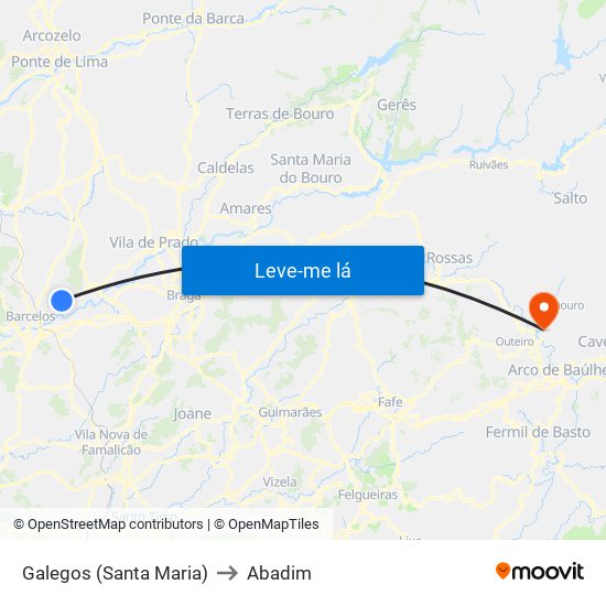 Galegos (Santa Maria) to Abadim map