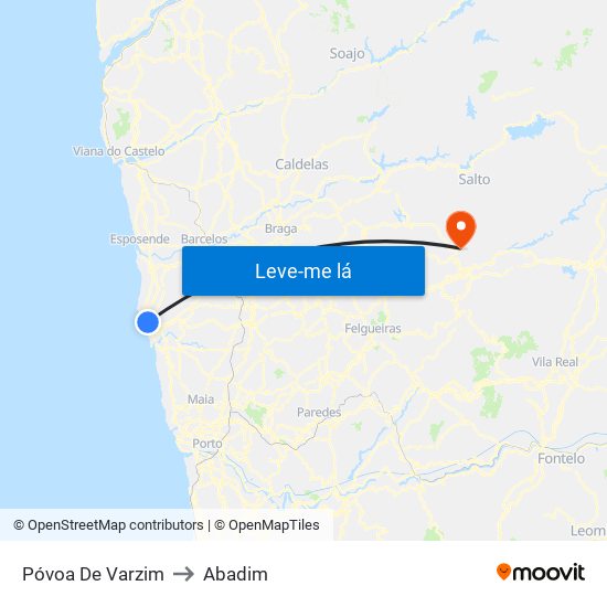 Póvoa De Varzim to Abadim map