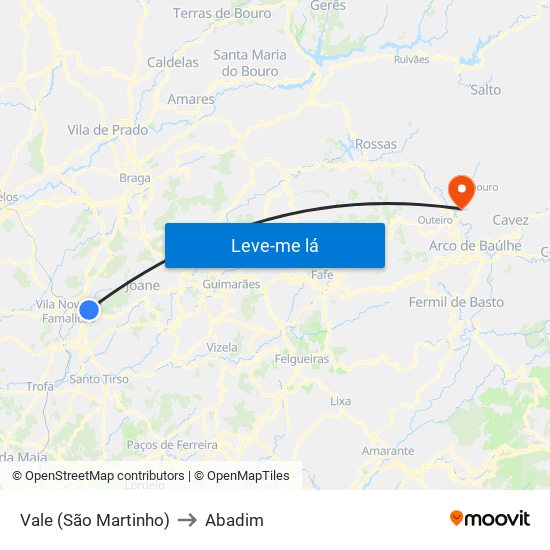 Vale (São Martinho) to Abadim map