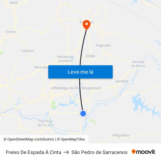 Freixo De Espada À Cinta to São Pedro de Sarracenos map