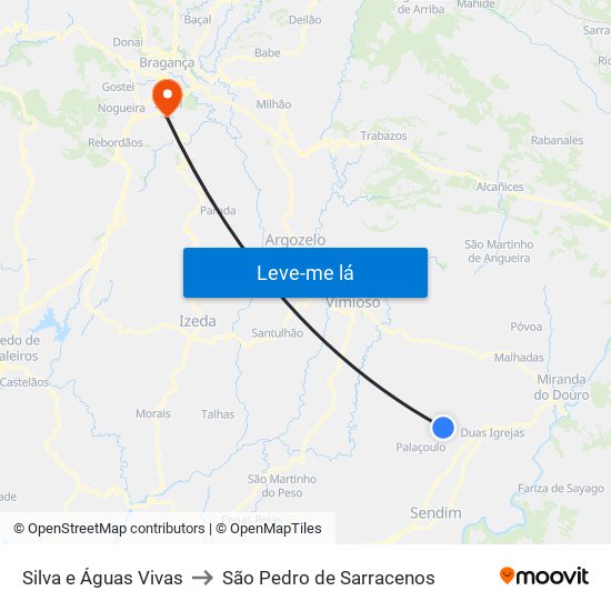 Silva e Águas Vivas to São Pedro de Sarracenos map