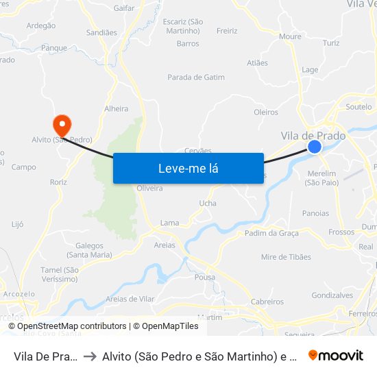 Vila De Prado to Alvito (São Pedro e São Martinho) e Couto map