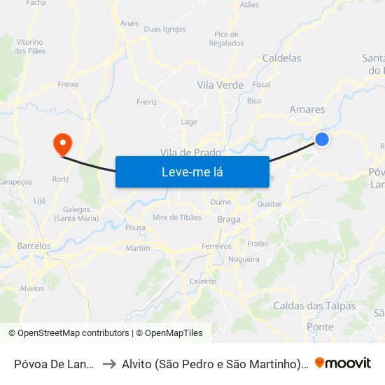 Póvoa De Lanhoso to Alvito (São Pedro e São Martinho) e Couto map