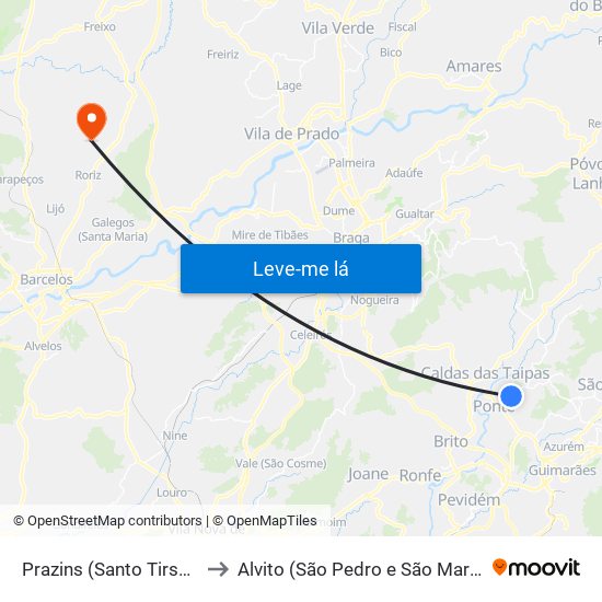 Prazins (Santo Tirso) e Corvite to Alvito (São Pedro e São Martinho) e Couto map