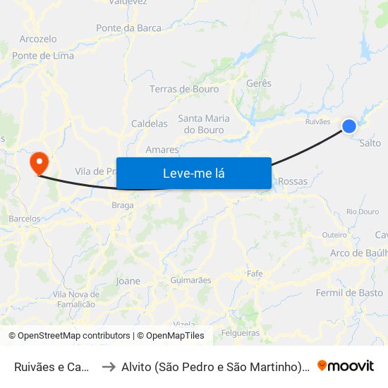 Ruivães e Campos to Alvito (São Pedro e São Martinho) e Couto map