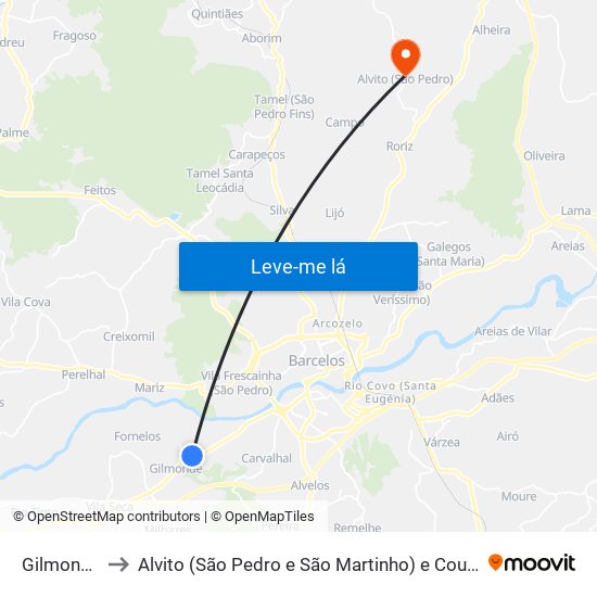 Gilmonde to Alvito (São Pedro e São Martinho) e Couto map