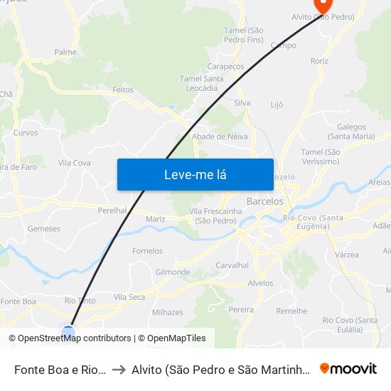 Fonte Boa e Rio Tinto to Alvito (São Pedro e São Martinho) e Couto map