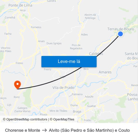 Chorense e Monte to Alvito (São Pedro e São Martinho) e Couto map