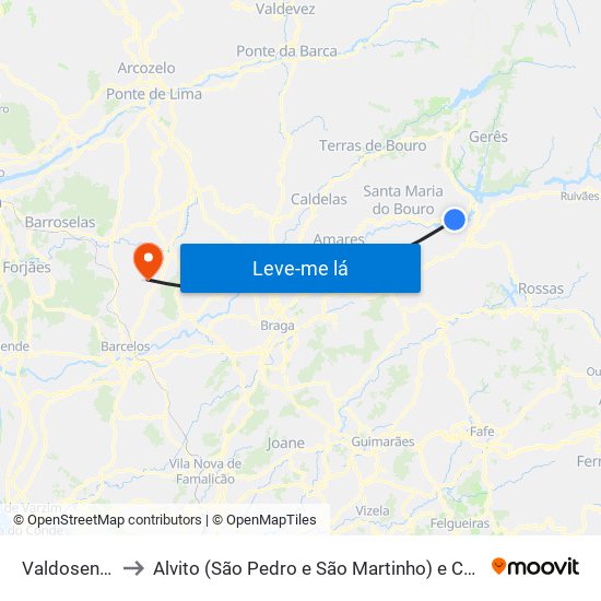 Valdosende to Alvito (São Pedro e São Martinho) e Couto map