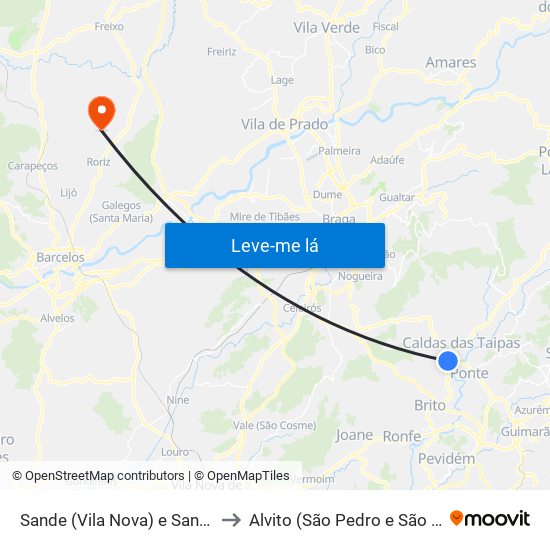 Sande (Vila Nova) e Sande (São Clemente) to Alvito (São Pedro e São Martinho) e Couto map