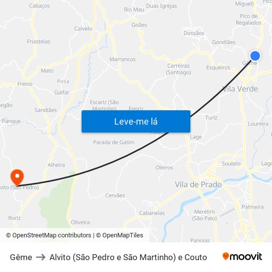 Gême to Alvito (São Pedro e São Martinho) e Couto map