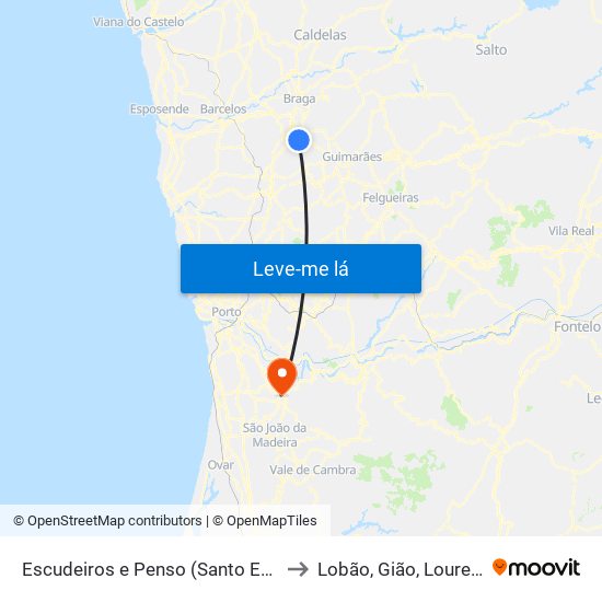 Escudeiros e Penso (Santo Estêvão e São Vicente) to Lobão, Gião, Louredo e Guisande map
