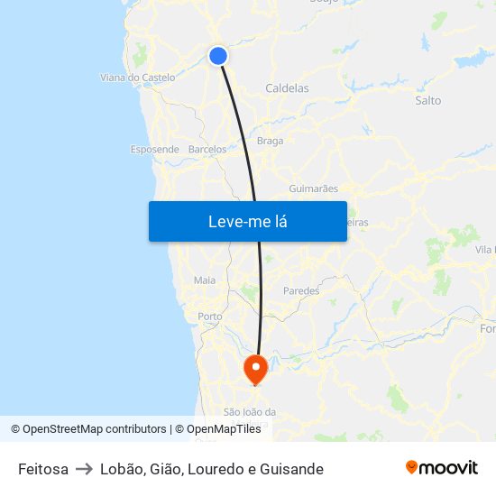 Feitosa to Lobão, Gião, Louredo e Guisande map