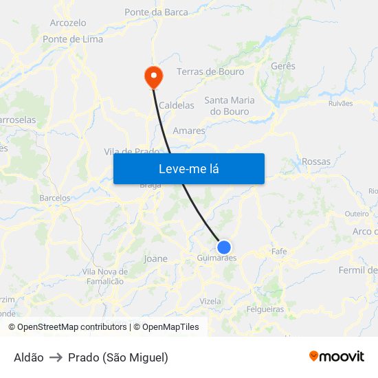 Aldão to Prado (São Miguel) map