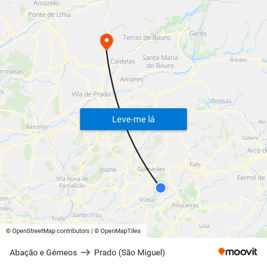 Abação e Gémeos to Prado (São Miguel) map