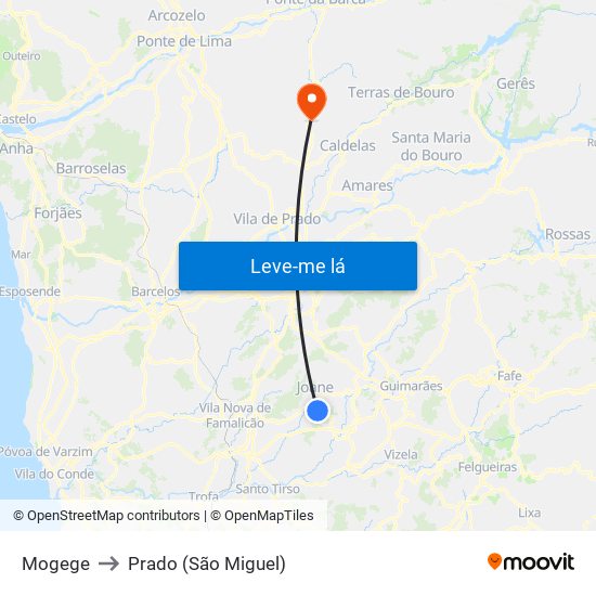 Mogege to Prado (São Miguel) map