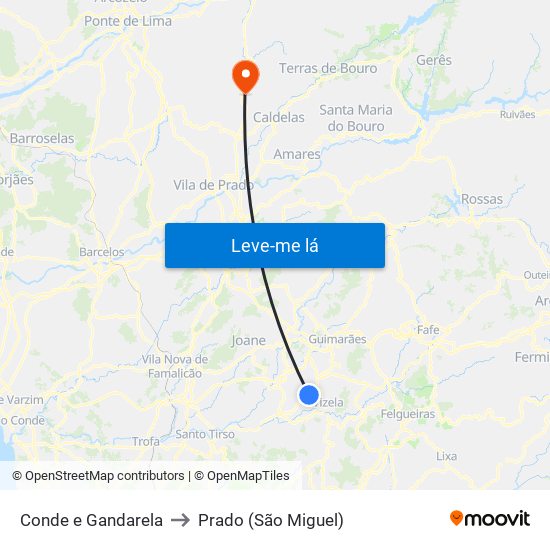 Conde e Gandarela to Prado (São Miguel) map