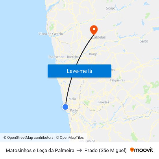 Matosinhos e Leça da Palmeira to Prado (São Miguel) map