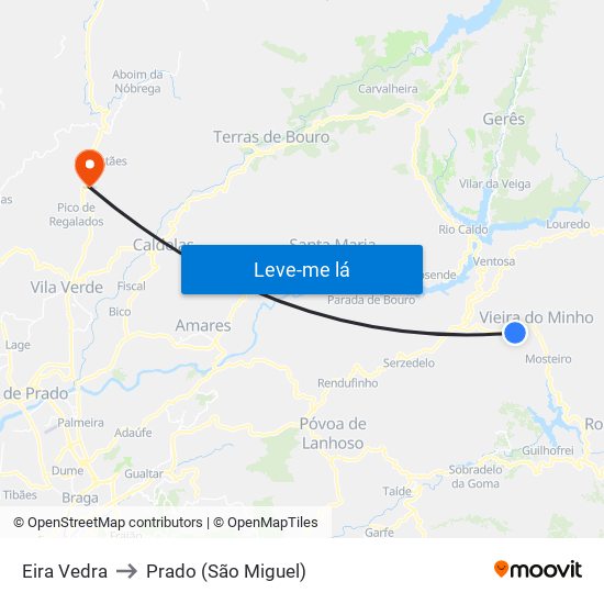 Eira Vedra to Prado (São Miguel) map