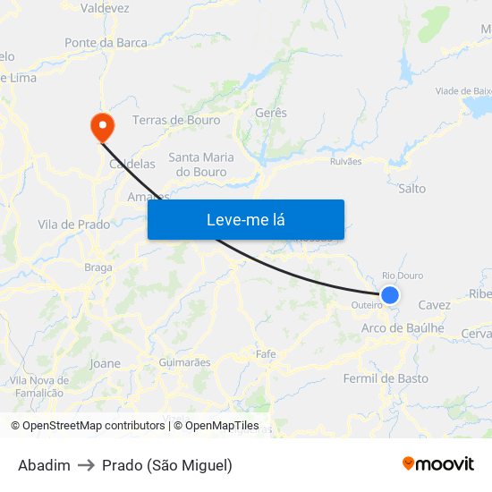 Abadim to Prado (São Miguel) map