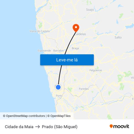 Cidade da Maia to Prado (São Miguel) map