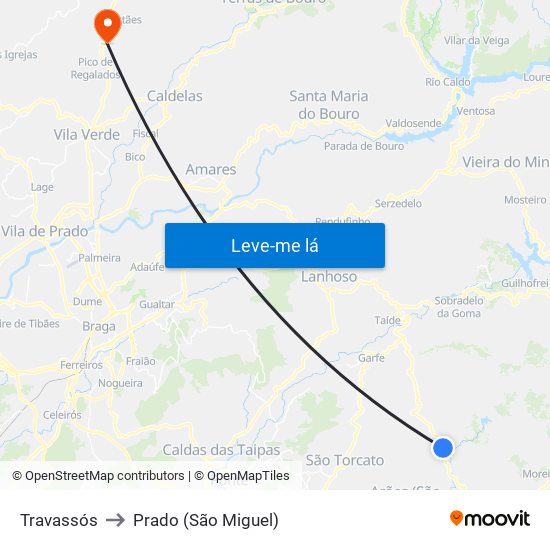 Travassós to Prado (São Miguel) map