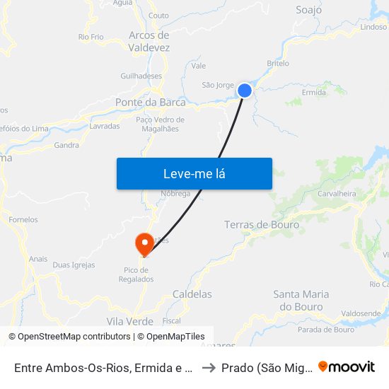 Entre Ambos-Os-Rios, Ermida e Germil to Prado (São Miguel) map