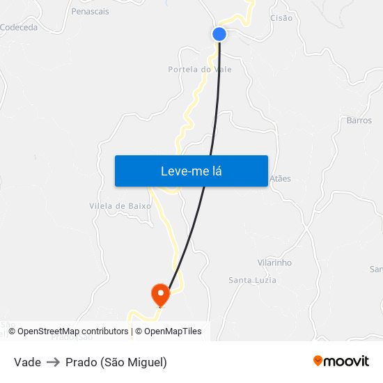 Vade to Prado (São Miguel) map