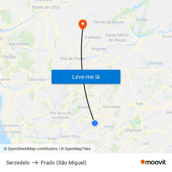 Serzedelo to Prado (São Miguel) map