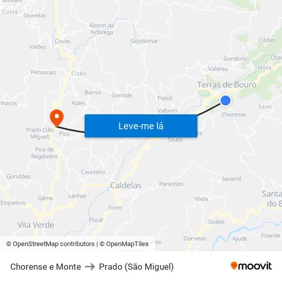 Chorense e Monte to Prado (São Miguel) map