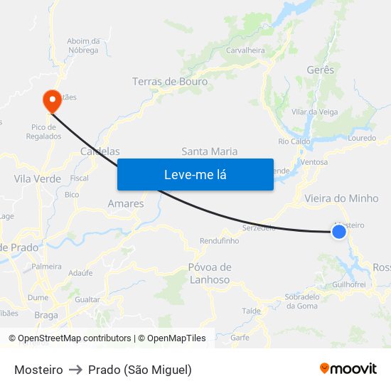 Mosteiro to Prado (São Miguel) map