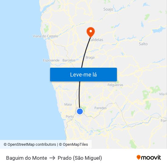 Baguim do Monte to Prado (São Miguel) map