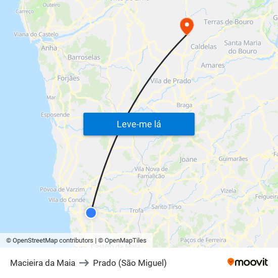 Macieira da Maia to Prado (São Miguel) map