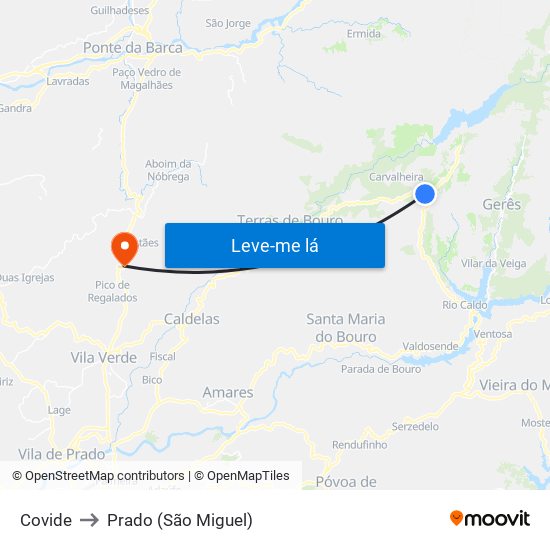 Covide to Prado (São Miguel) map