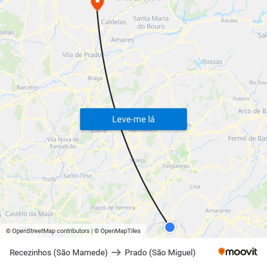 Recezinhos (São Mamede) to Prado (São Miguel) map