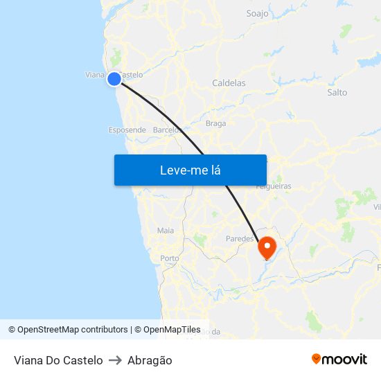 Viana Do Castelo to Abragão map