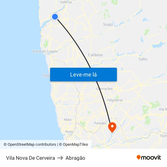 Vila Nova De Cerveira to Abragão map