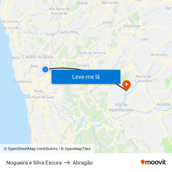 Nogueira e Silva Escura to Abragão map