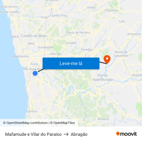 Mafamude e Vilar do Paraíso to Abragão map